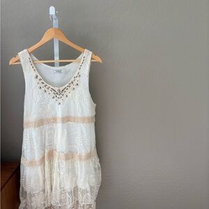 Lace Sleeveless Dress with Embellishments